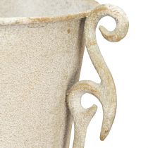 Artikel Dekorativ trofævase antik med hanke metalgrå Ø15cm H59cm