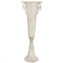 Artikel Dekorativ trofævase, vintage metal, antik stil med hanke, grå, Ø15 cm H59 cm, til tørrede blomster og indretning