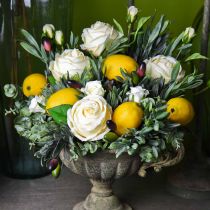 Artikel Dekorative rosensilkeblomster i bundt creme 36cm 8 stk