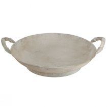 Artikel Dekorativ skål shabby chic grå metaldekoration med hanke Ø31cm