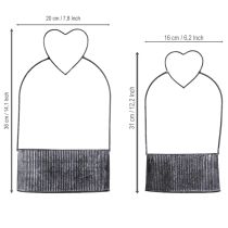 Artikel Dekorativ skål oval metal med hjerte sort 20/16 cm sæt af 2