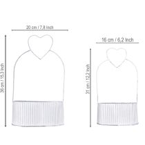 Artikel Dekorativ skål oval metal med hjerte hvid 20/16 cm sæt af 2