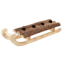 Artikel Dekorativ kane af træbark, 4 lysestager, 40×12,5 cm