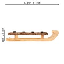Artikel Dekorativ kane af træbark, 4 lysestager, 40×12,5 cm