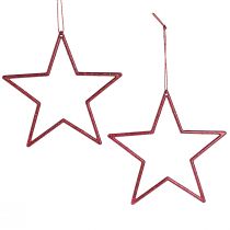 Artikel Dekorativ stjernerød juletræspynt glitter Ø12cm 12 stk