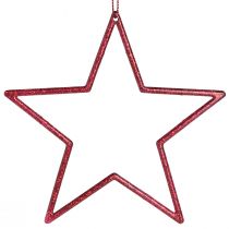 Artikel Dekorativ stjernerød juletræspynt glitter Ø12cm 12 stk
