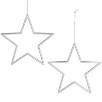 Artikel Dekorativ stjerne sølv juletræspynt glitter Ø12cm 12 stk