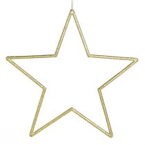 Artikel Dekorative stjerner guld med glitter træ dekoration stjerner 18cm 8 stk
