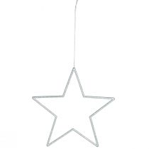 Artikel Dekorative sølvstjerner, glitter juletræspynt, 18 cm, 8 stk., juletræspynt