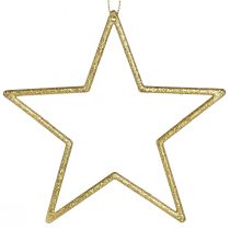 Artikel Dekorative stjerner til ophængning af træpynt guld Ø12cm 12 stk