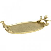 Deco bakke guld hjortegevir vintage bakke oval L35×B17cm
