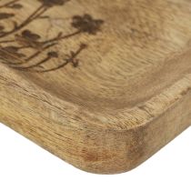 Artikel Dekorativ træbakke med blomstermønster mangotræ 20×15,5cm