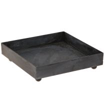 Artikel Dekorativ bakke metal sort grå vasket 15×15 cm 2 stk.