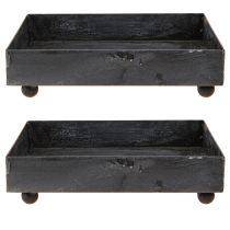 Artikel Dekorativ bakke metal sort grå vasket 15×15 cm 2 stk.