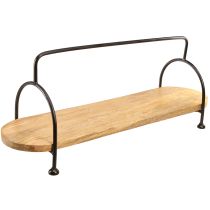 Artikel Dekorativ bakke, aflang oval træbakke med hank 70cm