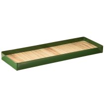 Artikel Dekorativ bakke rektangulær grøn metal træbund 41×14 cm