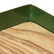 Artikel Dekorativ bakke rektangulær grøn metal træbund 41×14 cm
