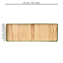 Artikel Dekorativ bakke rektangulær grøn metal træbund 41×14 cm