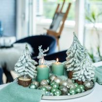 Dekorativt juletræ, vinterdekoration, grantræ med sne H19cm