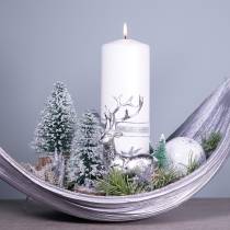Julepynt, dekorativ gran, minigrangrøn sneklædt H15cm Ø9,5cm 6stk.
