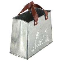 Artikel Dekorativ pose, sølv, hvid, brun, metal, urtepotte, L22 cm, 2 stk.