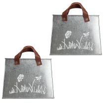 Artikel Pyntepose sølv hvid brun metal plantepotte L22cm 2stk