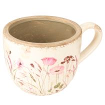 Artikel Dekorativ kop keramisk valmue knitrende creme farvet 15cm×12,5cm