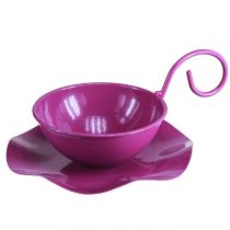 Artikel Dekorativ kop metal te kop på tallerken lilla Ø11,5cm H8cm 2stk