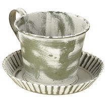 Artikel Dekorativ kop metal hvidvasket antik Ø9cm H8cm 2 stk.