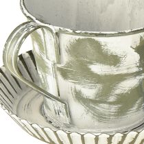 Artikel Dekorativ kop metal hvidvasket antik Ø9cm H8cm 2 stk.