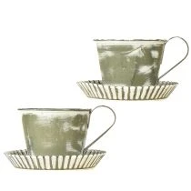 Artikel Dekorativ kop metal hvidvasket antik Ø9cm H8cm 2 stk.
