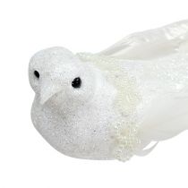 Dekorativ due hvid på klemmen 24cm