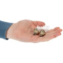 Artikel Dekorativt par duer, dekorative fugle med klips, gyldne, 5 cm, 4 stk.