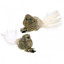Artikel Deco par duer Deco fugle med klip Golden L5cm 4 stk