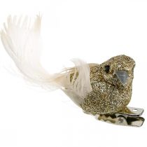 Artikel Deco par duer Deco fugle med klip Golden L5cm 4stk