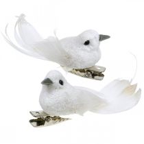 Artikel Deco par duer Deco fugle med klip hvid L5cm 4 stk