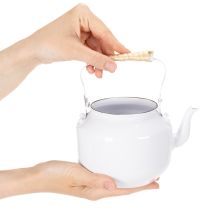 Artikel Dekorativ tekande, plantekasse, metal, hvid, shabby chic, Ø8,6 cm, H16 cm, vintage dekorativ urtepotte