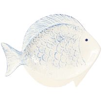 Artikel Dekorativ tallerken fisk keramik borddekoration blå hvid 30×22cm