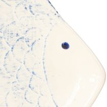 Artikel Dekorativ tallerken fisk keramik borddekoration blå hvid 30×22cm