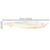 Artikel Dekorativ tallerken fisk keramik borddekoration blå hvid 30×22cm