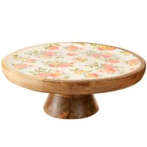 Artikel Dekorativ tallerken med base mango træ fersken motiv Ø26cm H9,5cm