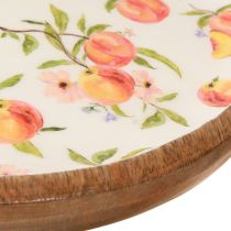 Artikel Dekorativ tallerken med base mango træ fersken motiv Ø26cm H9,5cm