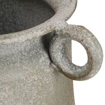 Artikel Dekorativ krukke vintage plantekasse metal med greb grå H13,5cm
