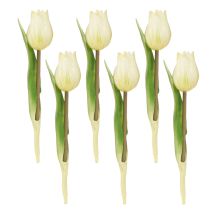 Artikel Dekorative Tulipaner Kunstige Blomster Hvid Creme 20cm 6 stk