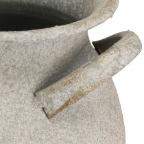 Artikel Dekorativ vase med hanke vintage plantekasse metal grå H13cm