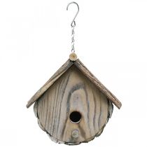 Dekorativt fuglehus Dekorativ redekasse i træ med naturlig bark hvidvasket H23cm B25cm
