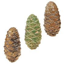 Artikel Dekorative kegler keramik assorterede grønne gulbrune 8,5 cm 6 stk.
