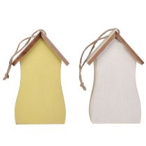 Artikel Dekoration til ophængning af fuglehus træ hvid gul 13cm 2 stk