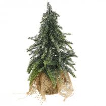 Deco juletræ mini gran jute taske glitter, grøn 26cm