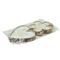 Artikel Dekorativt vedhæng træblomst hjertemotiv blomster 12cm 6 stk